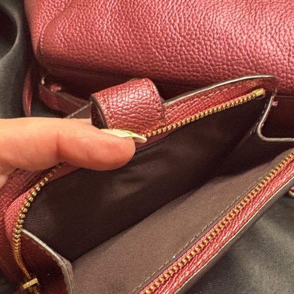 Coach Kelsey Metallic Berry Leather Shoulder Bag - Picture 10 of 11